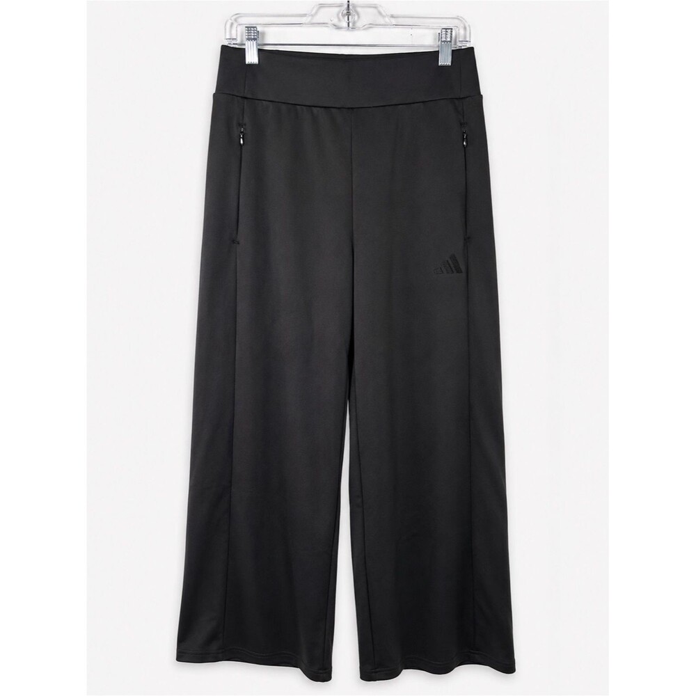 adidas Active Wide Leg Pants Black Women’s Medium Stretch Zip Pocket Athleisure - Picture 1 of 10